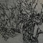 Zen Tree, 2011, 

Woodcut on rice paper mounted on canvas, 

120cm x 120 cm