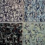Blue note 2011, 

Woodcut on rice paper mounted on canvas, 

4 panels, 60 cm x 60 cm each