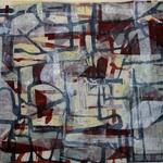 Road to Sayan, 2010,  


Woodcut on rice paper mounted on canvas,  

60cm x 120 cm